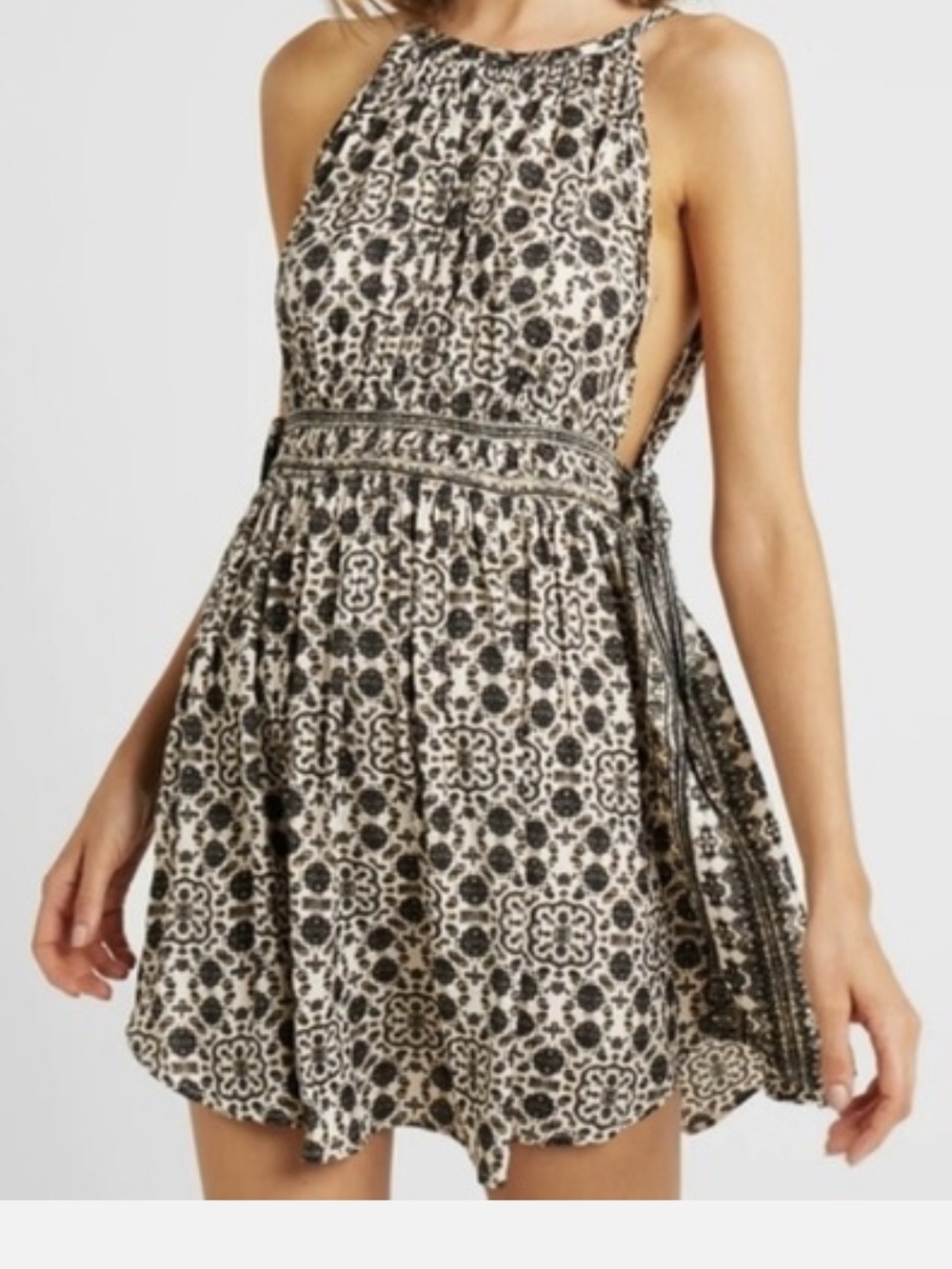 Free People Printed Halter Neck Mini Dress / Romper Size M